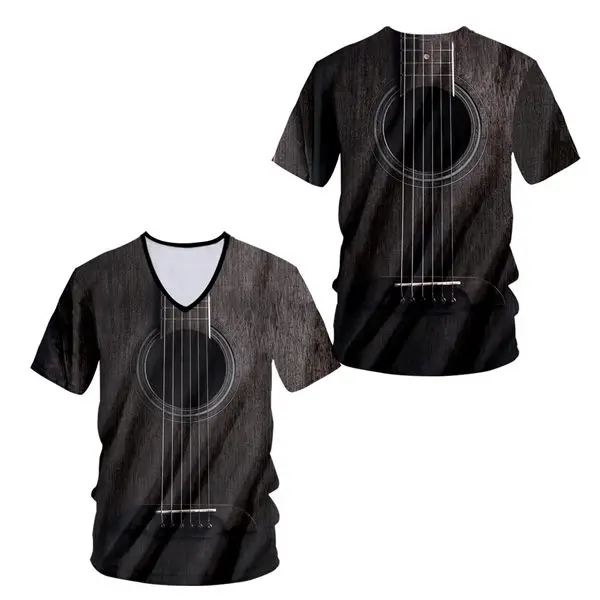 Custom T-shirts MenWomen Short Sleeve V-neck T-shirt Novelty 3D Print Guitar Music T shirt Summer Hip Hop Rock Rap Tees S-7XL (18)