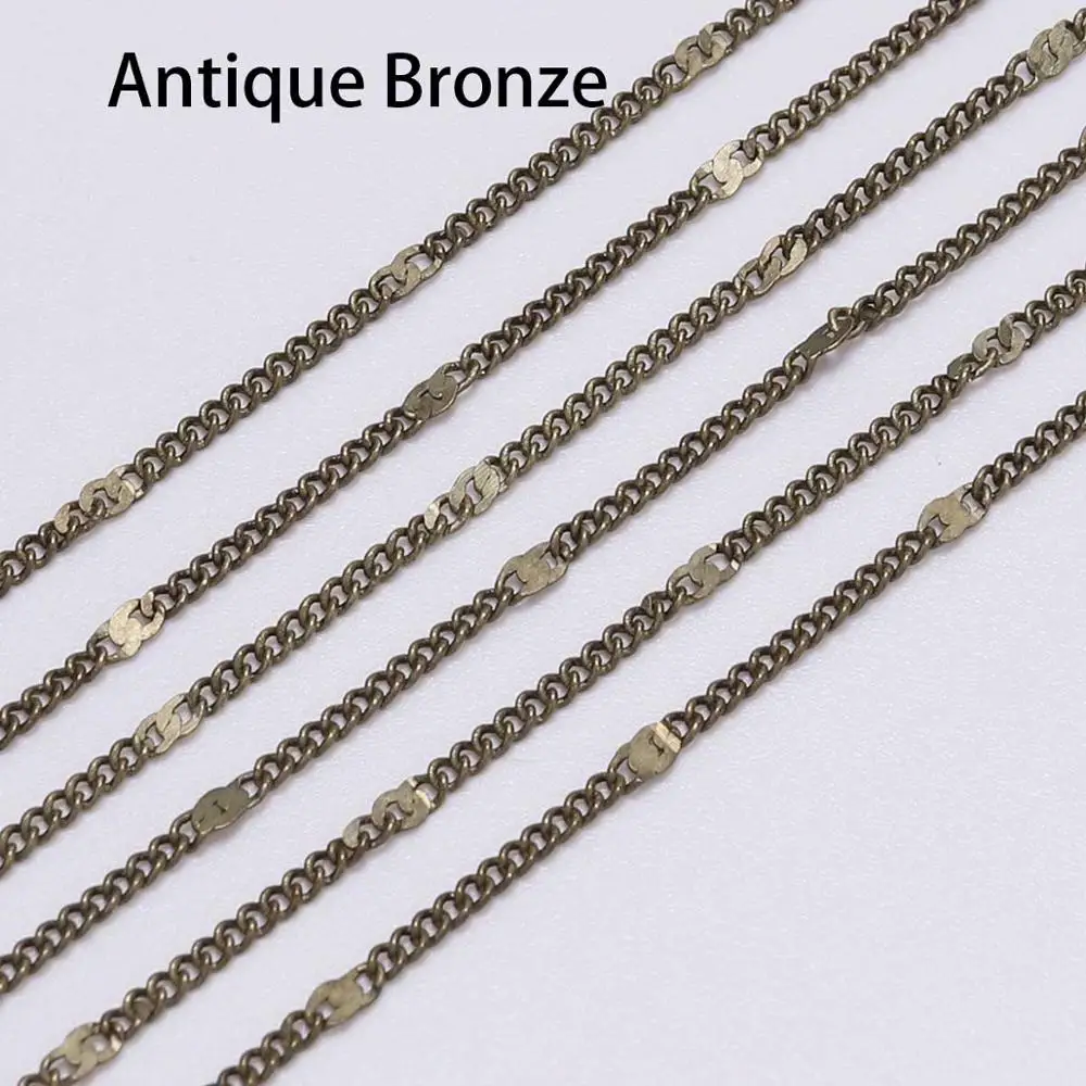 Antique Bronze 5 м/лот, серебряное/золотое ожерелье с покрытием, цепочки для изготовления ювелирных изделий, самодельные цепочки, материалы ручной работы - Цвет: Antique Bronze