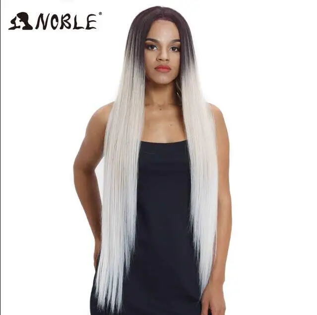 Noble Lace Wigs For Black Women Straight Wig Synthetic Lace Wig 38 Inch Ombre Blonde Lace Wig  Cosplay Synthetic Lace Wig TAT423DPLATINUM