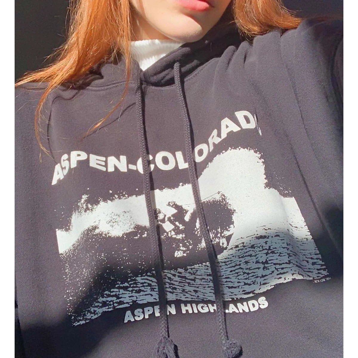 

Fashion Ski Print Loose Hoodies Women 2020 Autumn Black Cotton Long Sleeve Pullover Hoodie Hip Hop Casual Sweatshirts Streetwear