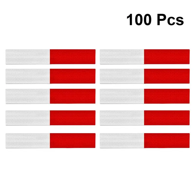 

100pcs Truck Reflective Mark Sticker White and Red Safety Warning Mark Car Styling Tape Sticker Warning Strips