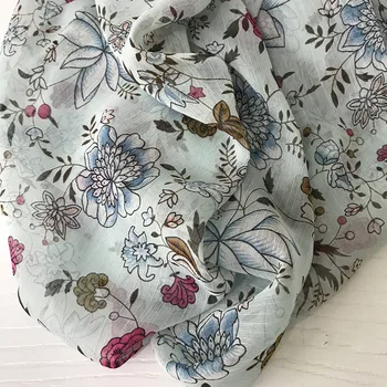 

one meter High quality Chiffon material Flower printing and dyeing tissu High grade robe dress cheongsam shirt tissus