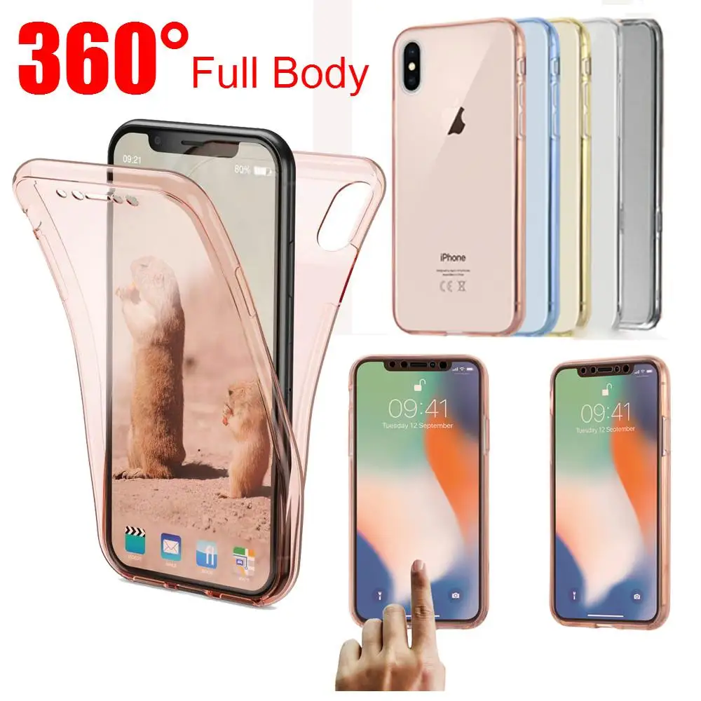 

360 Degree Full Body Clear Soft TPU Case For iPhone 7 8 6 6S Plus X XR XS Max Cover For iPhone 5.8 6.1 6.5 2019 Front &Back Capa