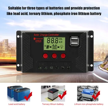 

12V24V Street Lights Solar Controller Courtyard Battery Regulator Home Electrical LCD Display Intelligent Dual USB LED Indicator