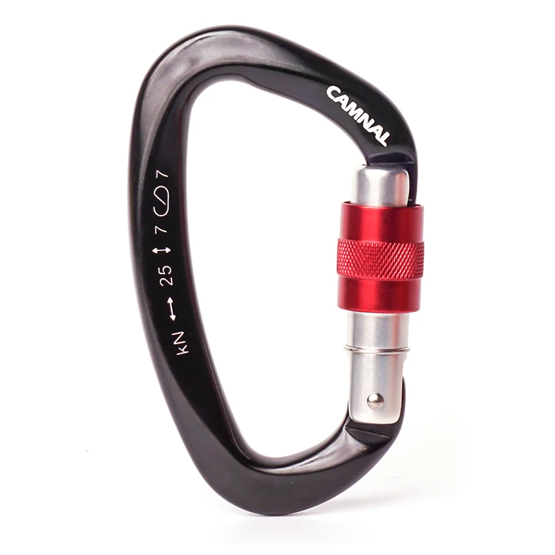 Black Red Профессиональный Карабин D форма 25KN Carbiner Ключ Крючки скалолазание Ascend безопасность мастер замок открытый защитное оборудование - Цвет: Black Red