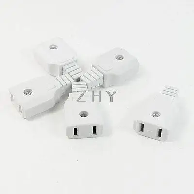 

5 Pcs AC 125V 10A US 2 Pin Socket Power Adapter Connector White