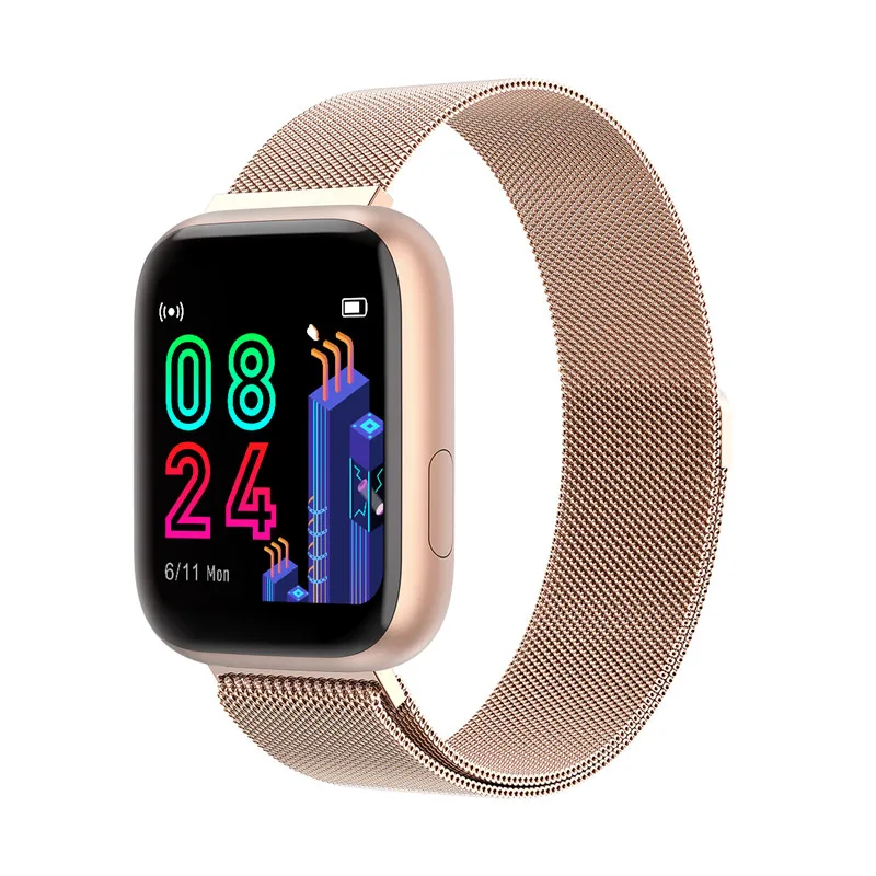 Steel wristband P4, 1,4 дюйма, Full Touch, HD, умные часы, управление музыкальной камерой, для умных часов, пульсометр, измеритель артериального давления, фитнес-трекер - Цвет: Steel wristband