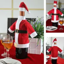 Санта красной шляпе крышка от бутылки рождественские украшения Санта-Клаус бутылки вина ткань, подарки на Рождество, украшение стола Декор бутылки