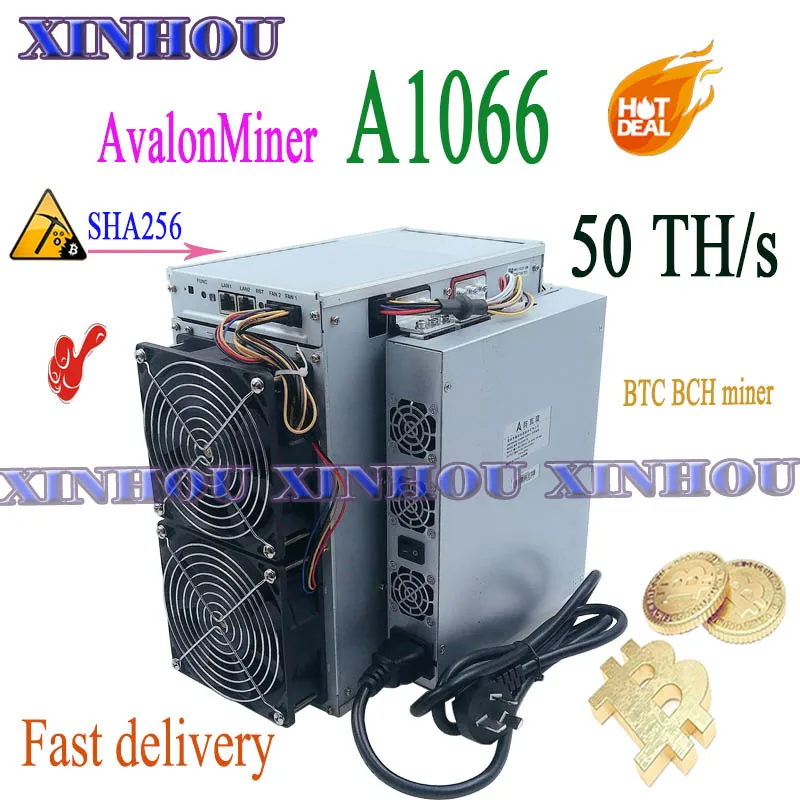 Майнер Avalon A1066 50T SHA256 Asic б/у устройство для майнинга BTC BCH лучше чем AvalonMiner 1066 M21S M20S M3