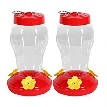 

Hanging bird Feeder with Hook Bird Water Feeder Bottle - 6.75 Inches - 2 Pack, Clear, Red