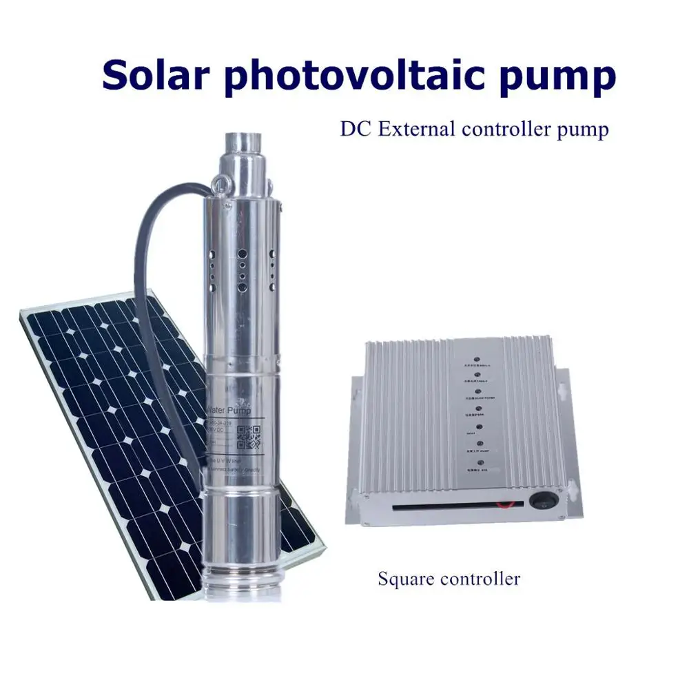 

30m lift 24v 36v DC submersible solar water pumps, 2m3/h flow rate 0.5 hp 1 hp solar powered water pump with extra controller