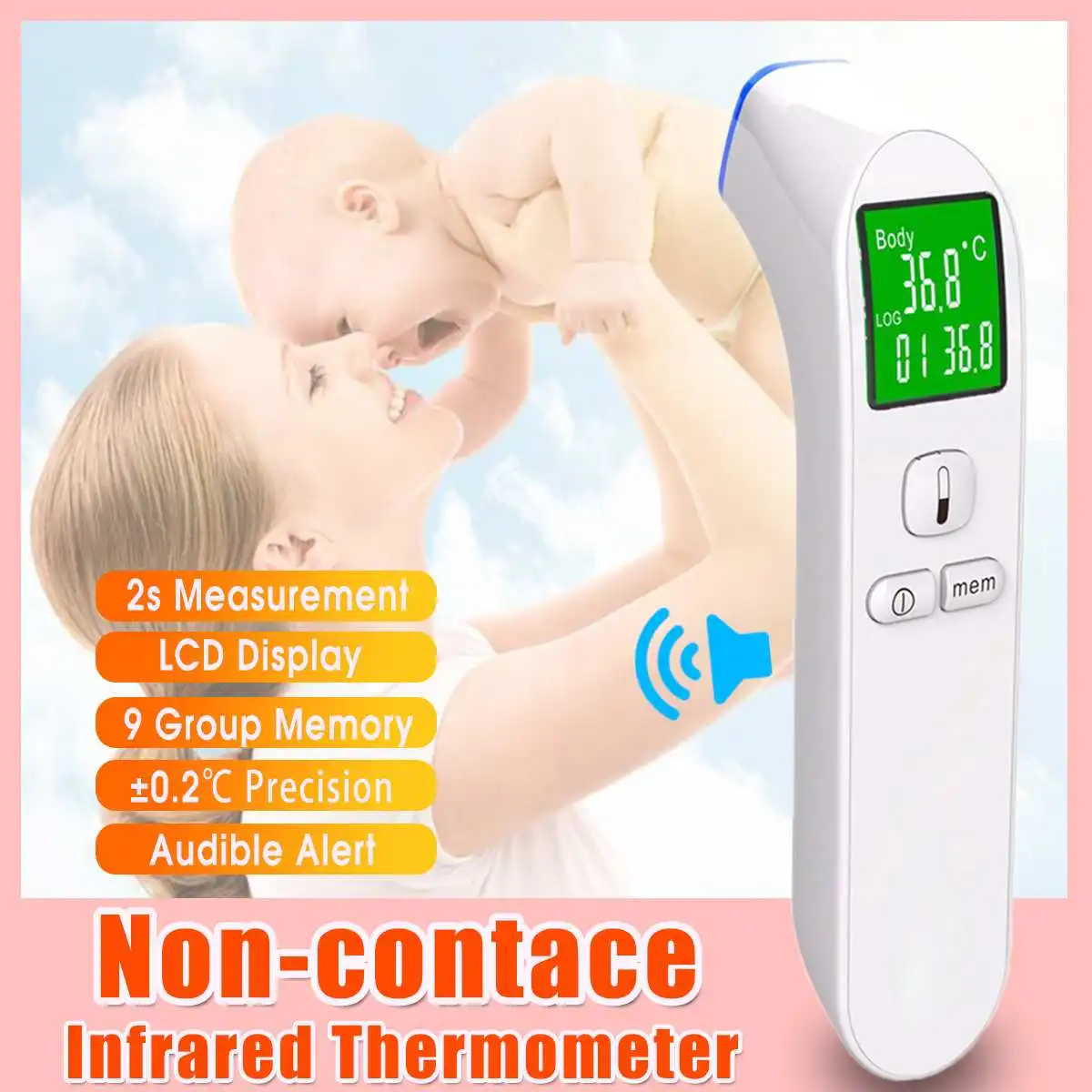 

Medical Thermometer Infrared Fever Tester Digital Forehead Thermometer Baby Adults Body Non-contact Temperature Measure
