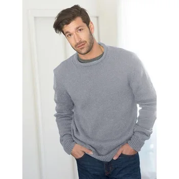 

MJARTORIA Autumn Winter Men Sweater Pure Color Round Collar Pullovers Fashionable Keep Warm Top Plus Size
