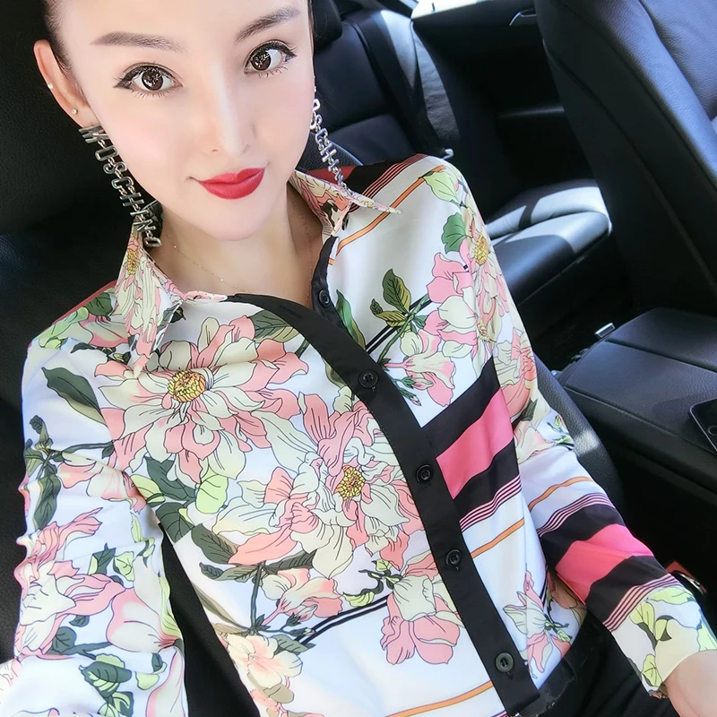 

2019 new fashion printed shirt with long sleeves render unlined upper garment to coat of cultivate one's morality