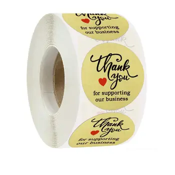 

"Thank You for Supporting My Small Business" Stickers with Heart 500pcs Kraft Round Seal Labels For Shop Handmade Sticker 3.8cm