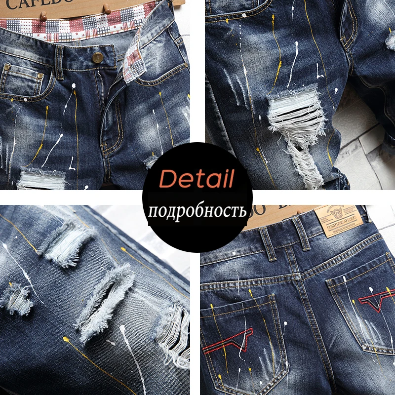 2021 New Spring Summer Men's Denim Shorts Men's Clothing Beach Ripped Jeans Denim Cotton Short Casual Business Social Men Shorts casual shorts for men