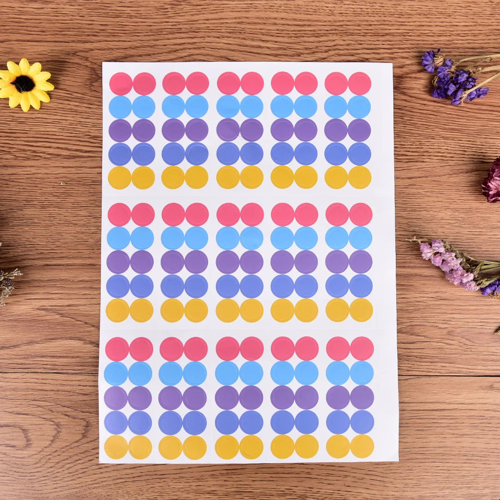 150Pcs/Sheet  Dia 1.3cm Blank Round Circles Sticker Paper Sticker Label Colorful Glass Essential Oil Bottle Cap Lid Label 29.2cm