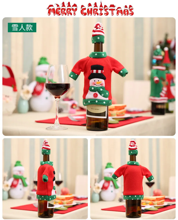 Christmas Wine Bottle Cover Snowman Santa Claus Elk Wine Topper Cover Christmas Party Decoration New Year