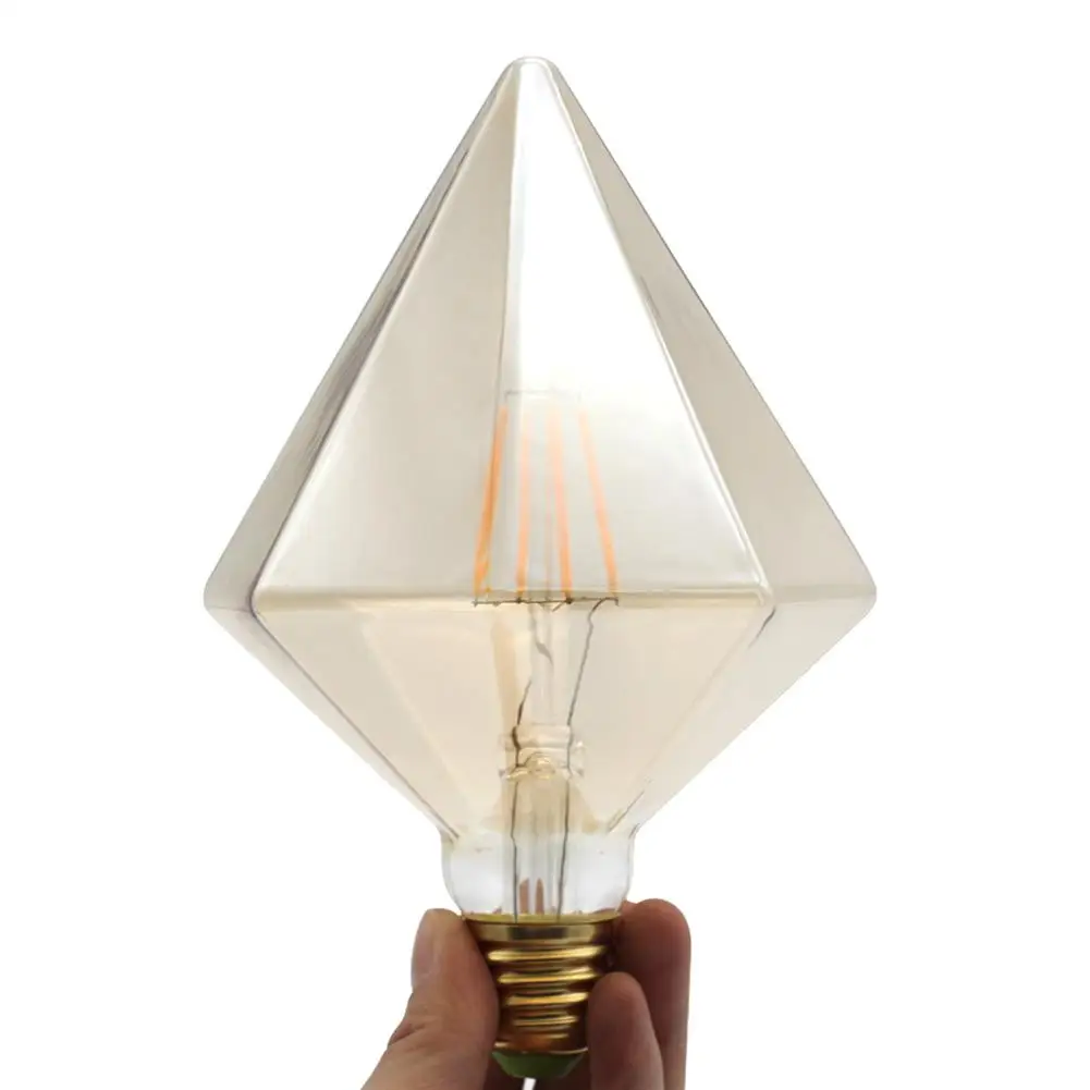 Алмазная лампа Эдисона, Ретро винтажный светодиодный светильник, теплый белый, мягкий, не блестящий, высокая яркость, спиральный светильник, лампа