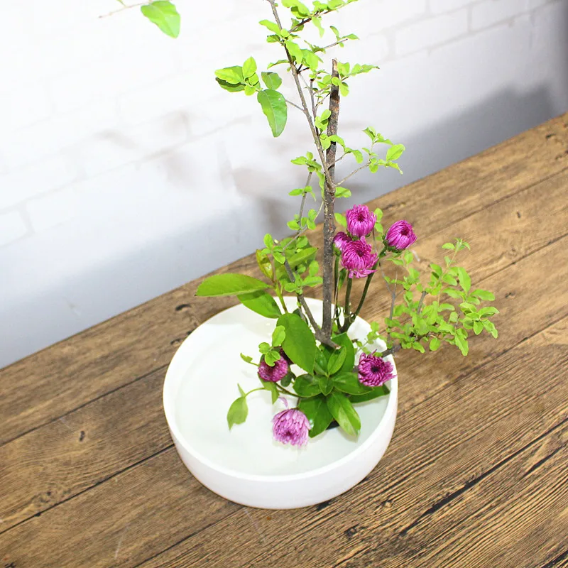 

Ceramic Flowerpot Japanese Style Original Small Liuhua Maker Flat Shallow Water Basin Ikebana Flower Arrangement Course Material
