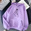 Women Hoodies Casual Kpop Finger Heart Love Pattern Hoody Sweatshirts Fashion Hoodie Long Sleeve Female Pullovers Streetwear ► Photo 1/6