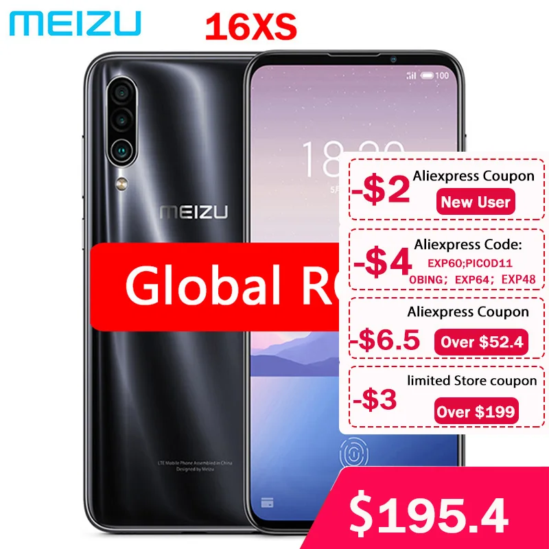 Смартфон Meizu 16XS глобальной прошивки 6 ГБ ОЗУ Snapdragon 675 2 дюйма тройная камера 48 МП ии