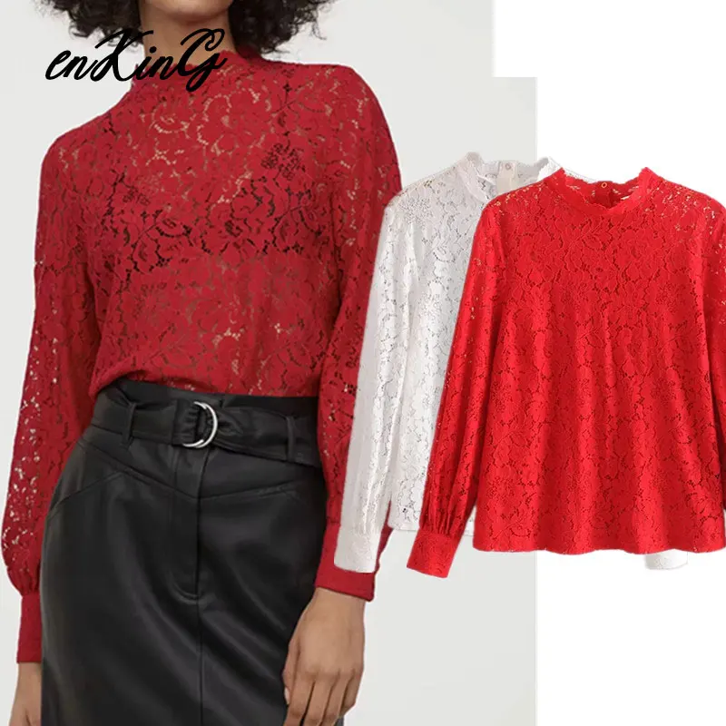 

2019 england style office lady simple the whole lace sexy za blusas mujer de moda 2019 kimono shirt womens top tshirt plus size