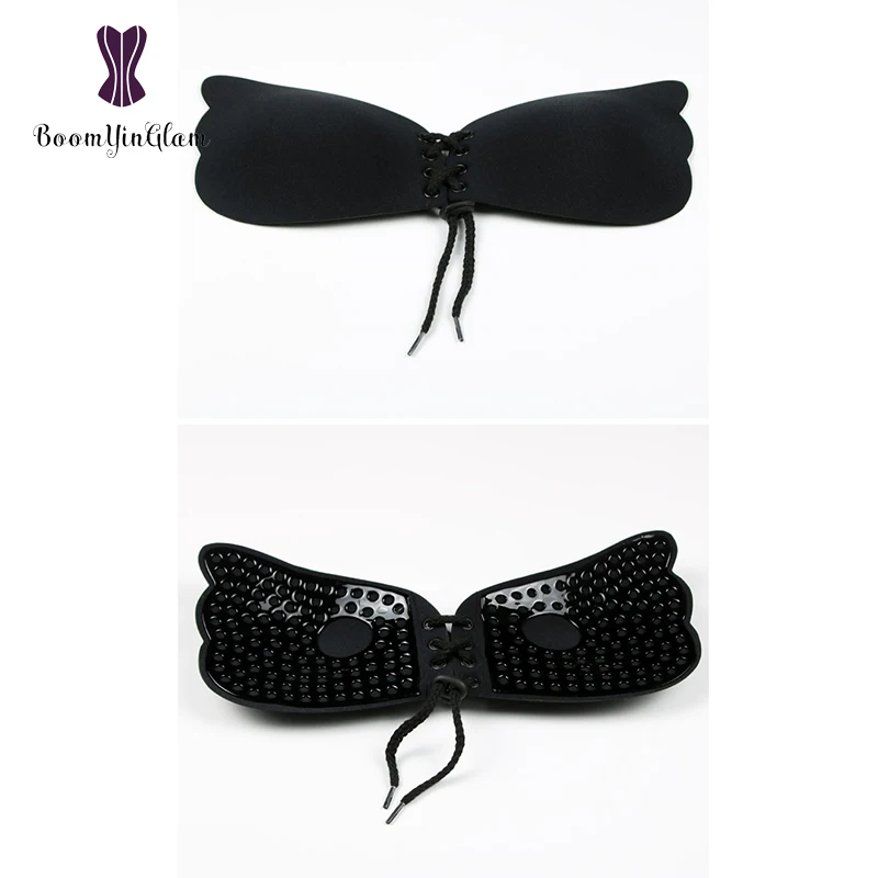 Front Closure Pink Breathable Backless Fly Bra Gel Stick On Bra