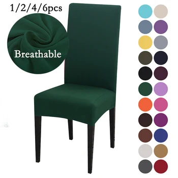 

1/2/4/6Pcs 23 Colors Spandex Dining Chair Covers Grey Black Stretch Slipcovers Universal Removable Chair Protective Covers