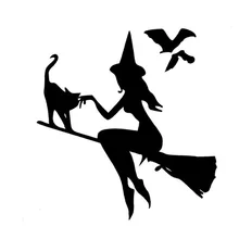 Метла ведьма кошка съемные стикеры для выключателей крутые модные креативные наклейки на стену гостиная диван фон MUK4433