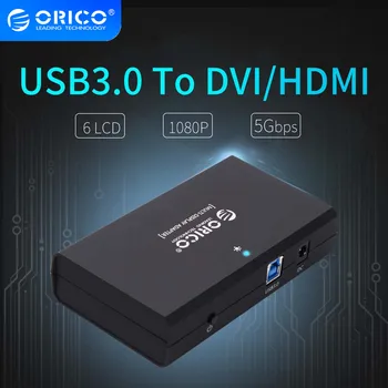 

ORICO USB3.0 to DVI/HDMI External Monitor Converter Connector Controller 5Gbps Support 6 Screen -Black(DHU3A-BK)