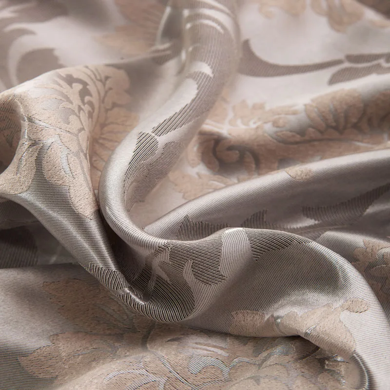 Fabric Elegant Luxury Blackout Curtains For Living Room Pink Blinds Jacquard Drapes Damask European Window Treatments Panels - Цвет: Silver