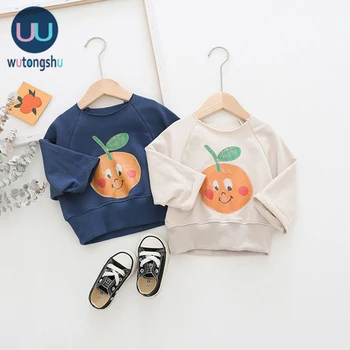 

Kids Sweaters Autumn Winter Orange Pattern Baby Boy Clothes Long Sleeve Cotton One Piece O-Neck Casual Baby Girl Clothes