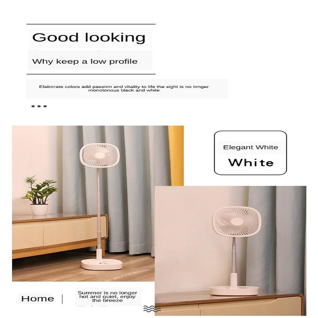 Electric Fan Summer Adjustable Desktop Pedestal Standing Fan USB Rechargeable 3 Speeds for Home
