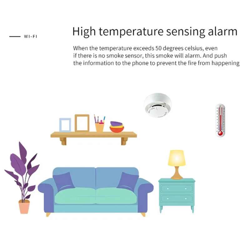 Беспроводной детектор дыма Smart Life автономный температуры с Wi Fi|Детектор дыма| |