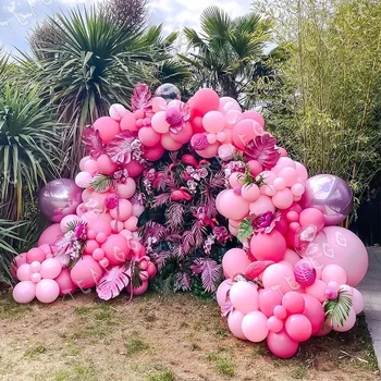 

138Pcs Rose Gold Foil Balloon Garland paste Pink Latex Ballon Arch Kit For Lady Wedding Birthday Anniversary Party Decoration