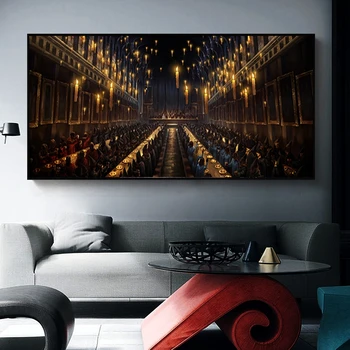 

HD Print Harries Poster The Great Hall Potteres Canvas Painting Movie Posters and Prints Wall Art Picture for Kids Bedroom Decor