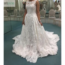 Цвета слоновой кости, кружевной, фатиновый Совок Длина пола Длина трапециевидной формы Свадебные платья с длинным шлейфом рукава вуаль кринолин