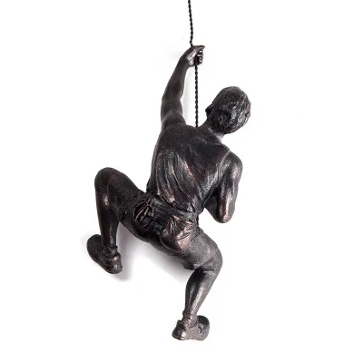 Wall Art Hanging Resin Climbing Man Mount Industrial Style Iron Wire Decoration Sculpture Figures Retro Statue House Decor - Цвет: left -copper black