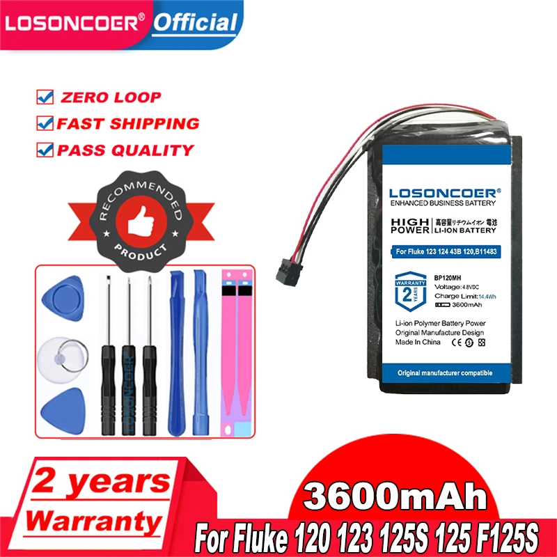 Аккумулятор LOSONCOER B11483 BP120MH 3600 мАч для Fluke Скоп 120 123 125S 125 F125S 124 125F | Мобильные