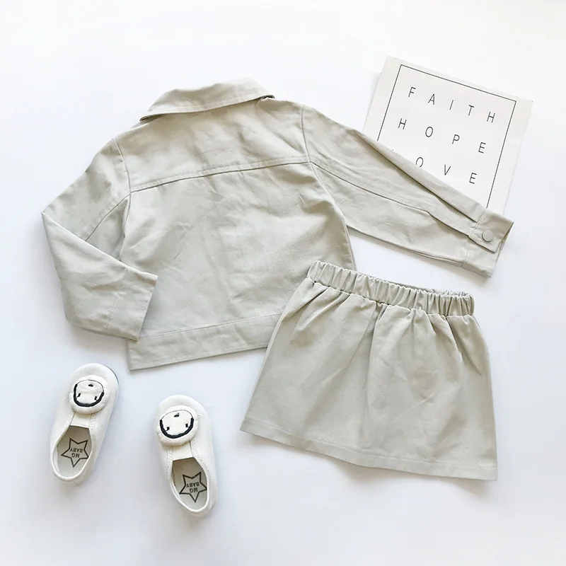 Комплект одежды для девочек модная однотонная куртка с длинными рукавами и юбка-карандаш комплект одежды для маленьких детей 2-7 лет, 2019