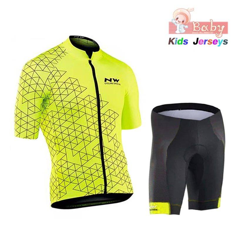 Breathable Quick Dry Kids Mtb Cycling Jersey Set Pro Team Nw Children Bike Clothing Boys Summer Bicycle Wear Cycling Shorts