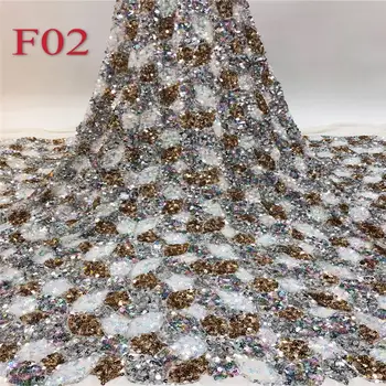 

New wedding dress white wholesale fashion African lace embroidered sequin design 5 yards large lace