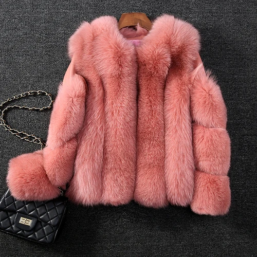 rose red Новинка, женское теплое короткое пальто из натурального Лисьего меха, зимняя меховая куртка, верхняя одежда, пальто из натурального Лисьего меха для женщин, горячая распродажа - Цвет: rose red