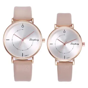 

watch men Casual Unisex No Numbers Faux Leather Pointer Quartz Wrist Watch Lovers Gift couple watch reloj New Men's and women's