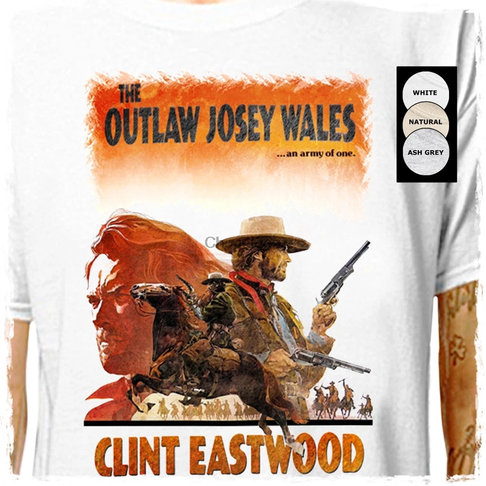 The Outlaw Josey welclint Eastwood .. Футболка из 100% хлопка Классическая Культовая ковбойская в