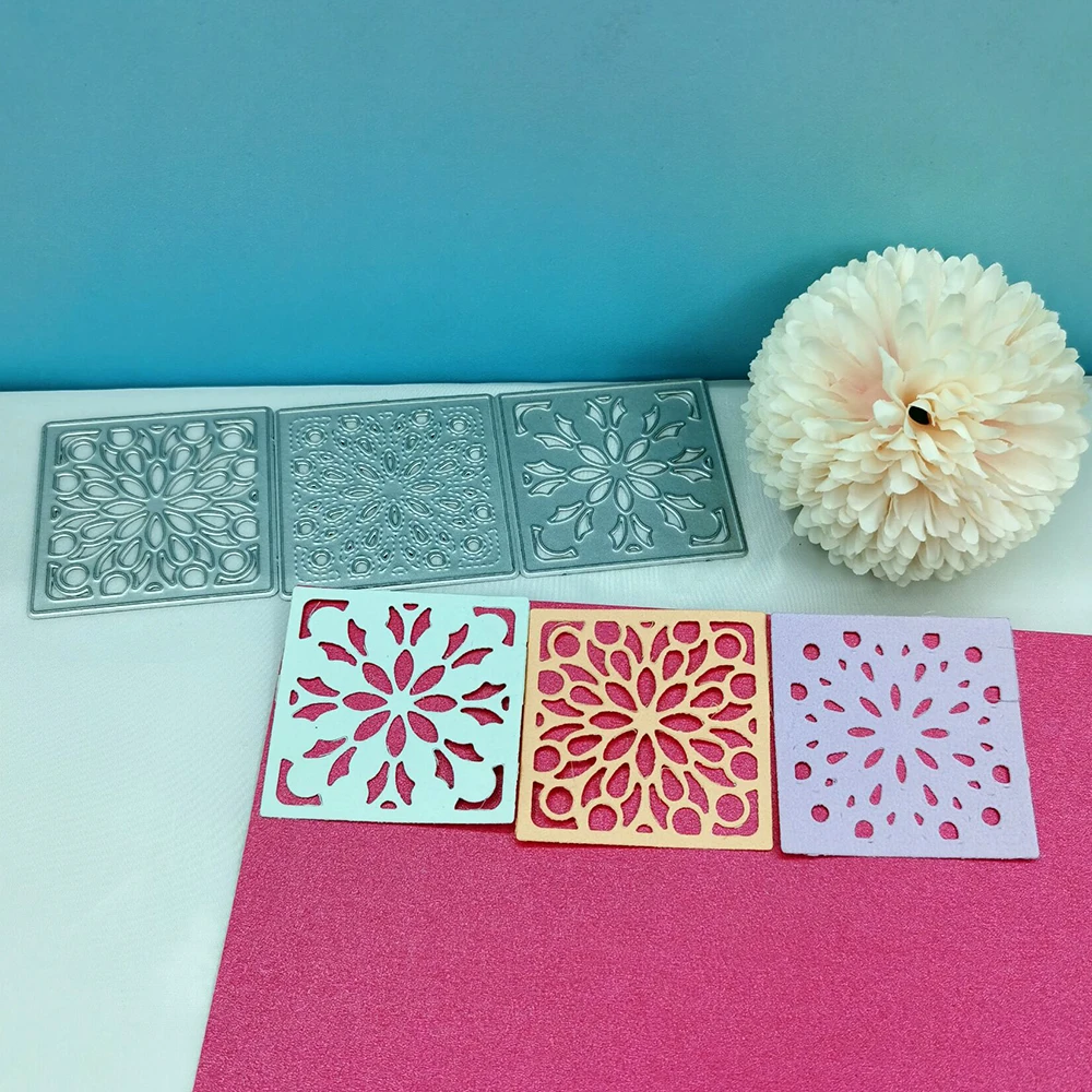 

3PCS Frame Cutting Dies Scrapbooking Embossing Folders for DIY Album Card Making Craft Stencil Metal Punching Knives