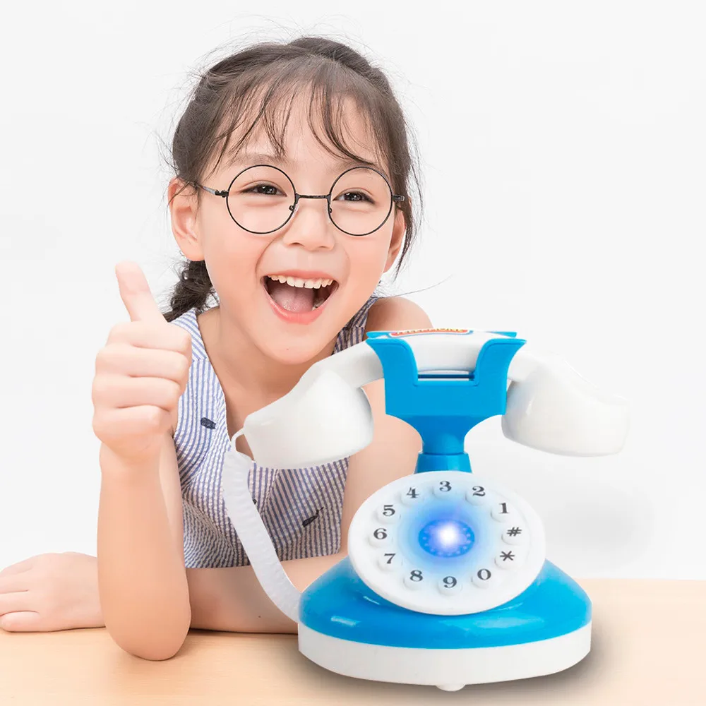 

Kids Role Play Telephone Set Realistic Toy Bule with Lights & Sounds Children's Creative Fun Toys Boy Girls Gift