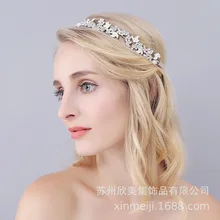 O941 кленовый лист, ручная работа, аксессуары для волос невесты, серебряные свадебные аксессуары, Европа и Америка, для невесты, искусственный бриллиант, лента для волос