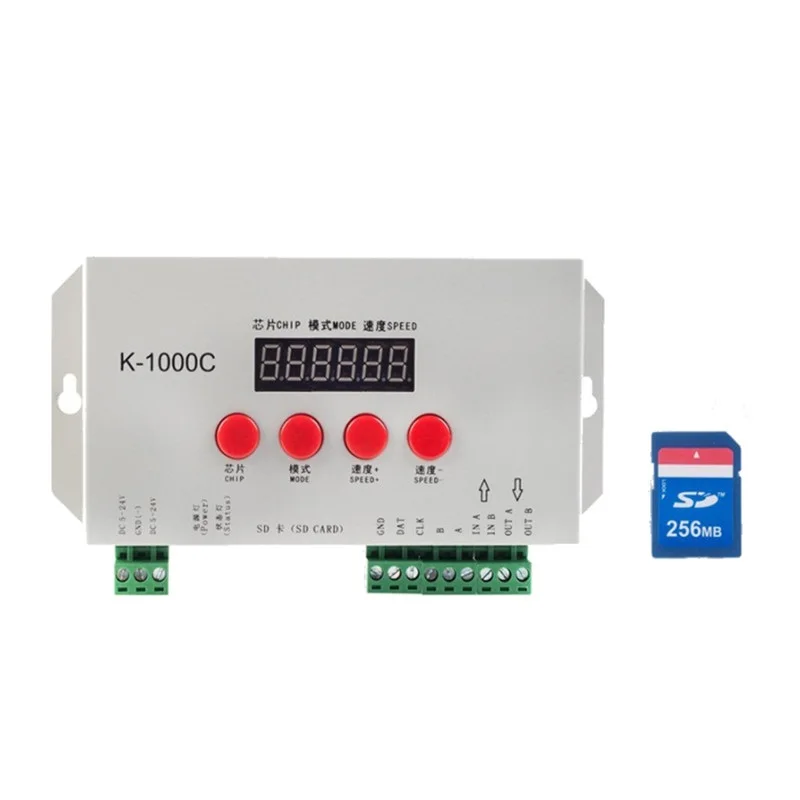 K1000C SD Card Pixels Controller LED RGB controller for WS2801 WS2811 WS2812B LPD6803 LED 2048 DC5~24V